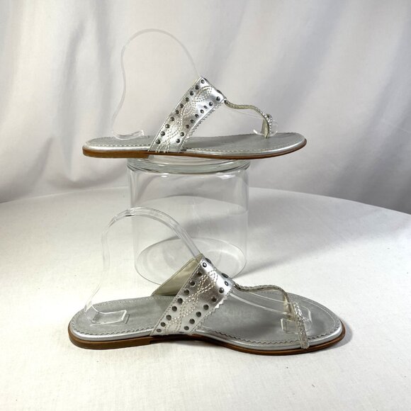 Banana Republic Western Flats Silver Thong Toe Ring Sandals Vintage 90s Size 10 - Picture 3 of 15